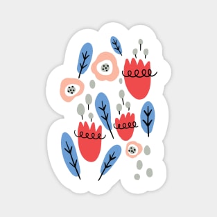 Happy Flowers with Blue Leaves Magnet