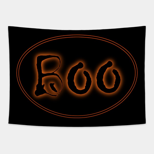 Glowing Orange Halloween Boo Bar Sign Tapestry by gkillerb