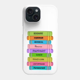 Colorful Book Genres Phone Case