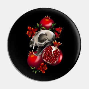 Cat skull and pomegranates Pin