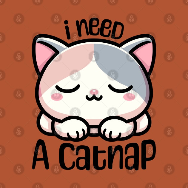 I Need A Catnap! Cute Sleeping Kitten Cartoon by Cute And Punny