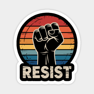 RESIST Retro Raised Fist | Vintage Sunset Protest Magnet