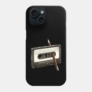 Rewind Tape Cassette and Pencil Pen Phone Case