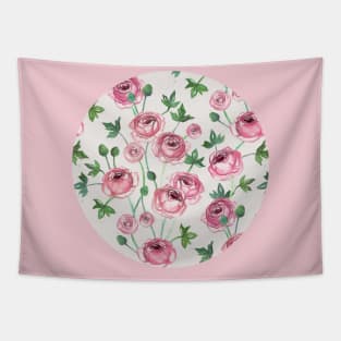 Painted Pink Ranunculus Pattern Tapestry