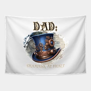 Dad: Steampunk At Heart Top Hat - Golden Version Tapestry