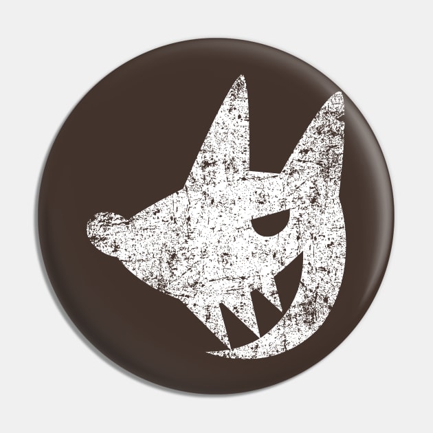 Cute Laughing Wolf - Distressed Pin by PsychicCat