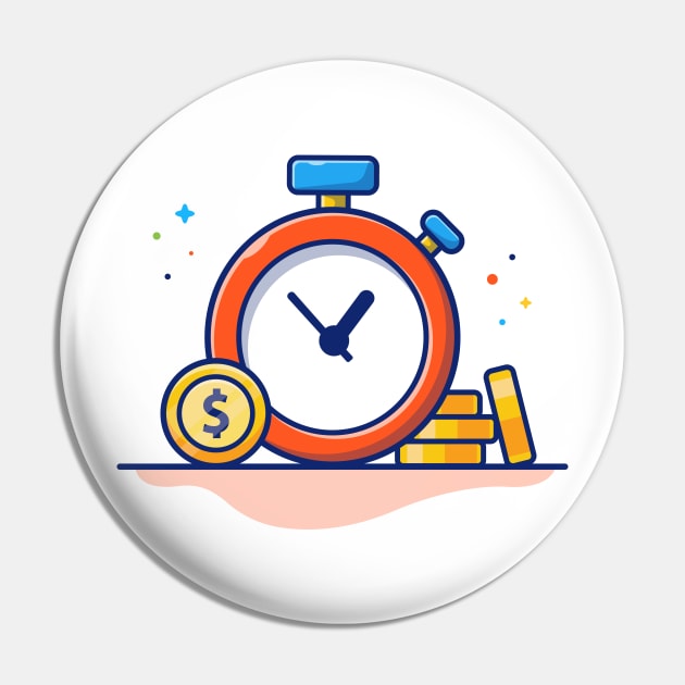 Stop watch and and stack of coin cartoon Pin by Catalyst Labs