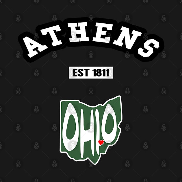 😼 Athens Ohio Strong, Buckeye State Map, Est 1811, City Pride by Pixoplanet