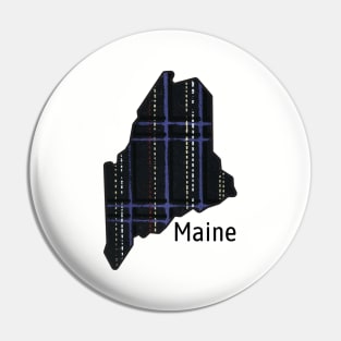 Maine State in Urban Plaid Pin