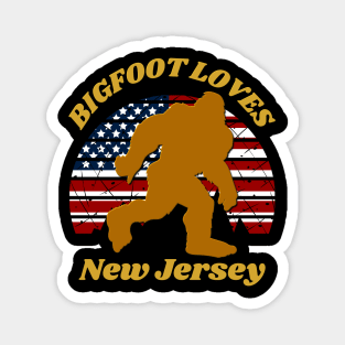 Bigfoot loves America and New Jersey too Magnet