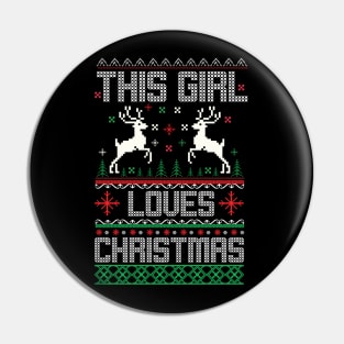 This Girl Loves Christmas Sweater Pin
