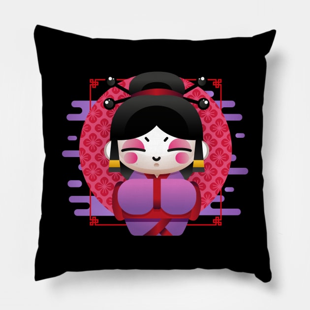 Geisha Kawaii Pillow by RedOni Clothing