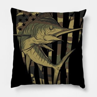 Camo US Flag Marlin Pillow