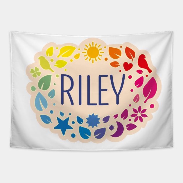 Riley name with colorful leaves Tapestry by WildMeART