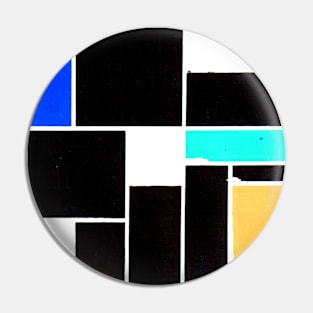 Inverted Blue Black Yellow Geometric Abstract Acrylic Painting VII Pin