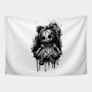 Spooky haunted ink doll Tapestry