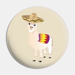 Cute alpaca in sombrero Pin