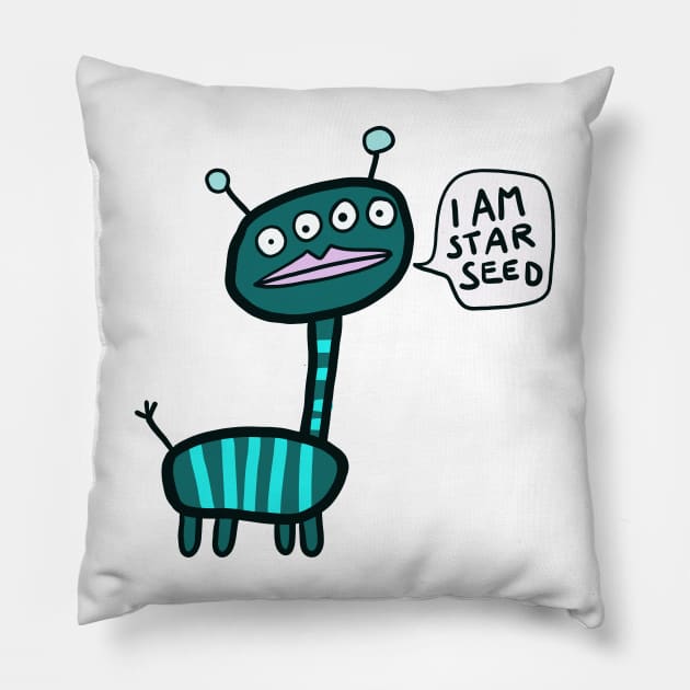 I am Starseed - Alien Pillow by ThomaeArt