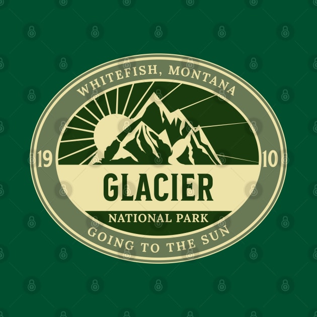 Glacier National Park, Est. 1910.  Whitefish, Montana, Going to the Sun by Blended Designs