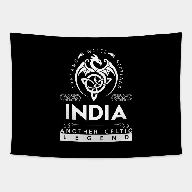 India Name T Shirt - Another Celtic Legend India Dragon Gift Item Tapestry by harpermargy8920