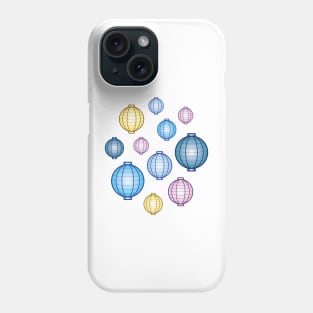 Lanterns | Mid Autumn Festival | Blue Yellow Pink | White Phone Case