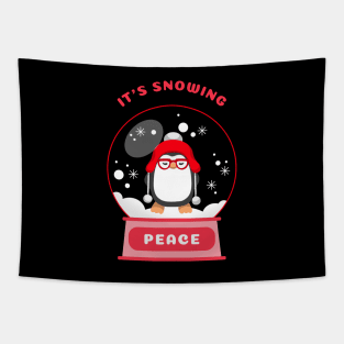 It Is Snowing Peace Penguin (Red) Tapestry