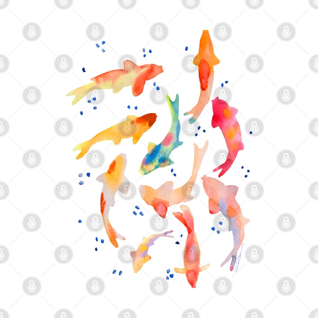 Watercolored Koi Pond by Limezinnias Design