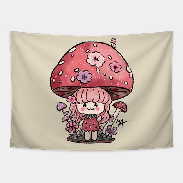 Strawberry Shroomy Tapestry by The Mindful Maestra