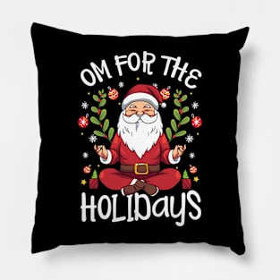 OM for the Holidays Santa in Lotus Pose Pillow