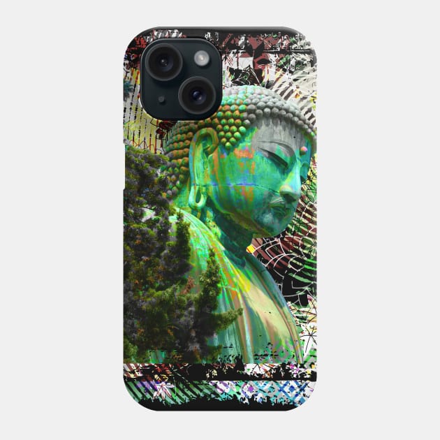 Japanese Buddha Statue Japan Kamakura Collage Art 71 Phone Case by dvongart