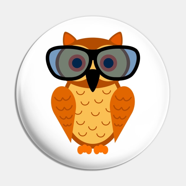 Funny and Cute Nerdy Owl with Nerd Glasses Pin by Bohnenkern