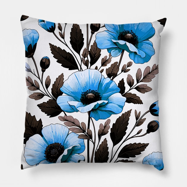 Poppy Flower Pillow by Jenni Arts