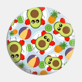 Avocado Pool Party Funny Pattern Pin