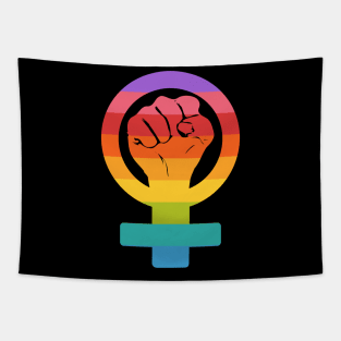 Colorful female activist symbol Tapestry