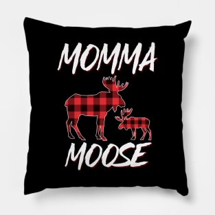 Red Plaid Momma Moose Matching Family Pajama Christmas Gift Pillow
