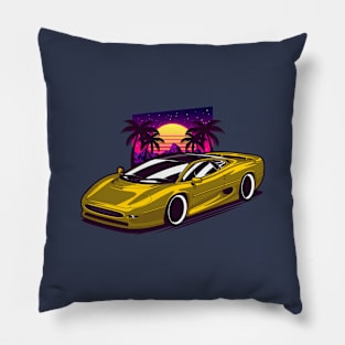 Yellow XJ220 Classic Supercar Pillow