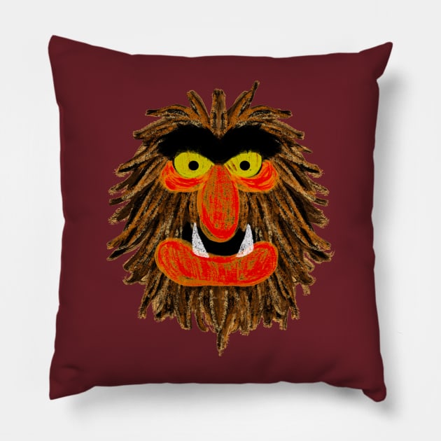 Sweetums Muppet Show inspired illustration Pillow by Debra Forth