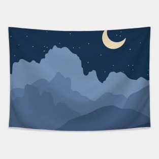 Night mountain landscape horizon Tapestry