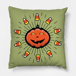 Jack O' Lantern Candy Corn Sun Pillow