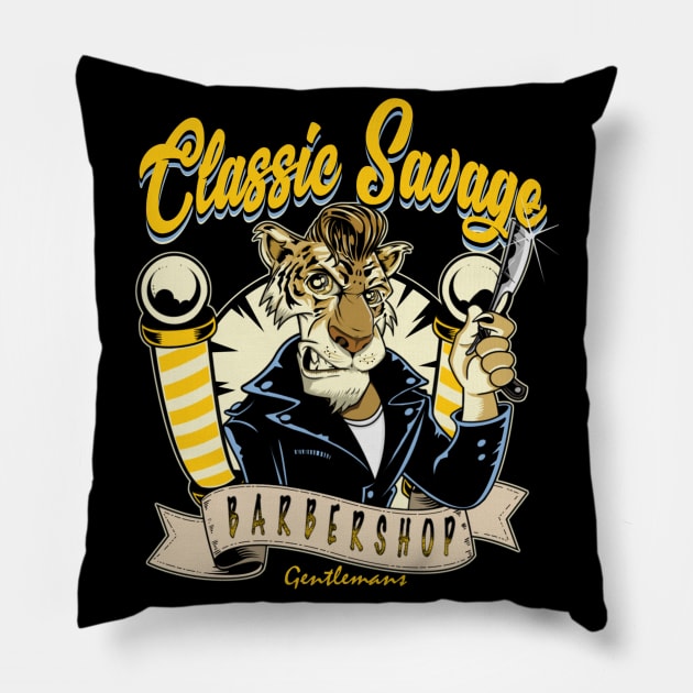 Classic Savage. Tiger Pillow by BlackMorelli