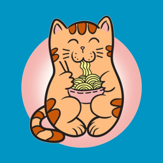 Kawaii Vintage Style Japanese Ramen Cat by anjisamsons