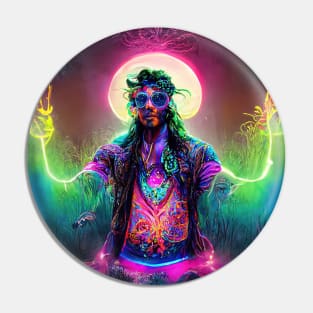 Meditating Enlightened Hippy, Lightworker Pin