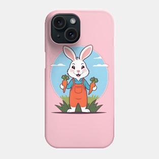 WHITE RABBIT IN THE GARDEN HARVESTING CARROTS Phone Case