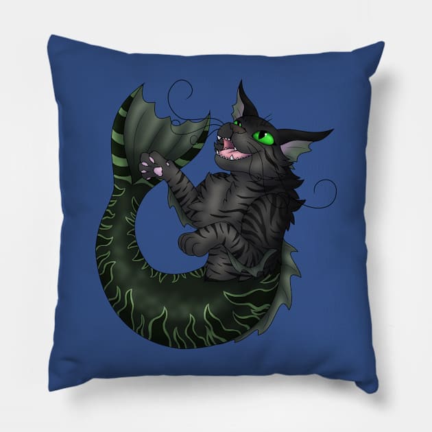 Purrmaid: Black Tabby Pillow by spyroid101