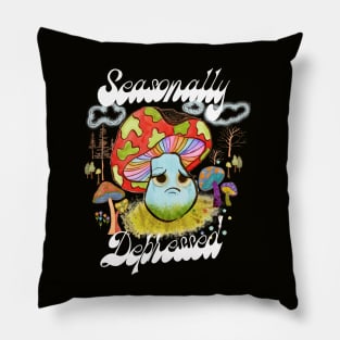 Seasonally Depressed -  70s mushroom Pillow