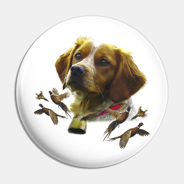 Brittany Spaniel Art Pin by German Wirehaired Pointer 