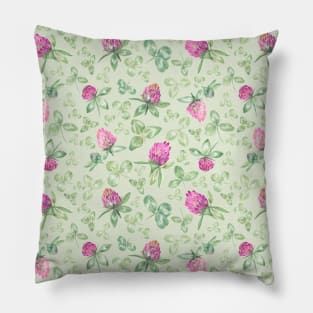 Clover meadow pattern on green Pillow