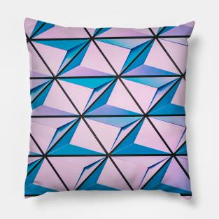 Abstract Geometric Pink and Blue Triangle Pattern Pillow