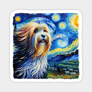 Starry Tibetan Terrier Dog Portrait - Pet Portrait Magnet