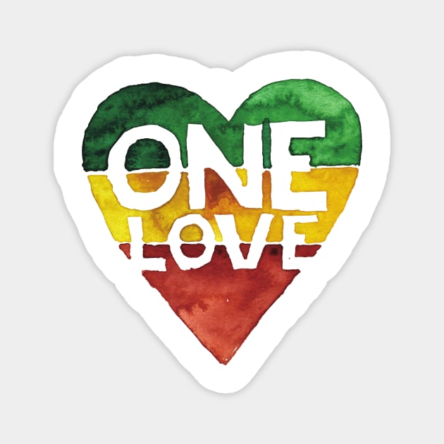 One Love Music Rasta Reggae Heart Peace Roots Magnet by backlessprojector